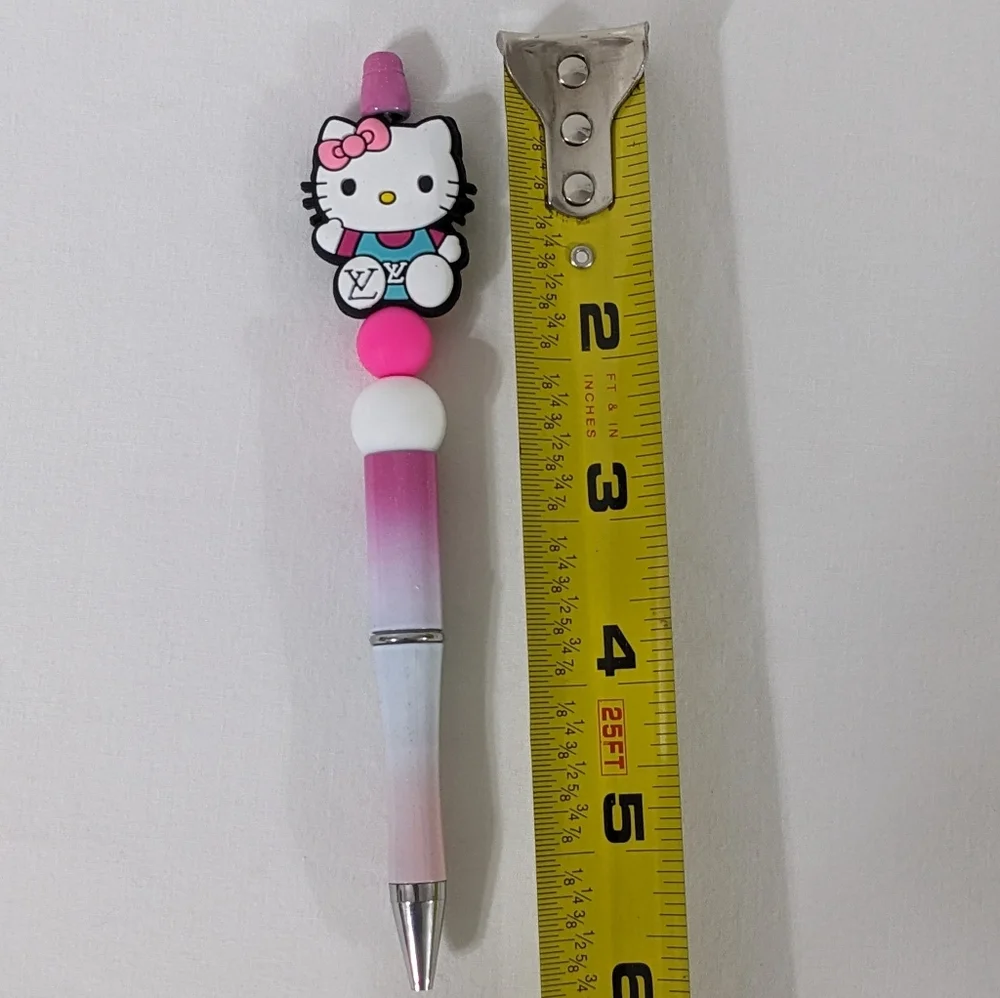 Hello Kitty Designer Inspired Beaded Writing Pen, Black Ink Pen, NEW